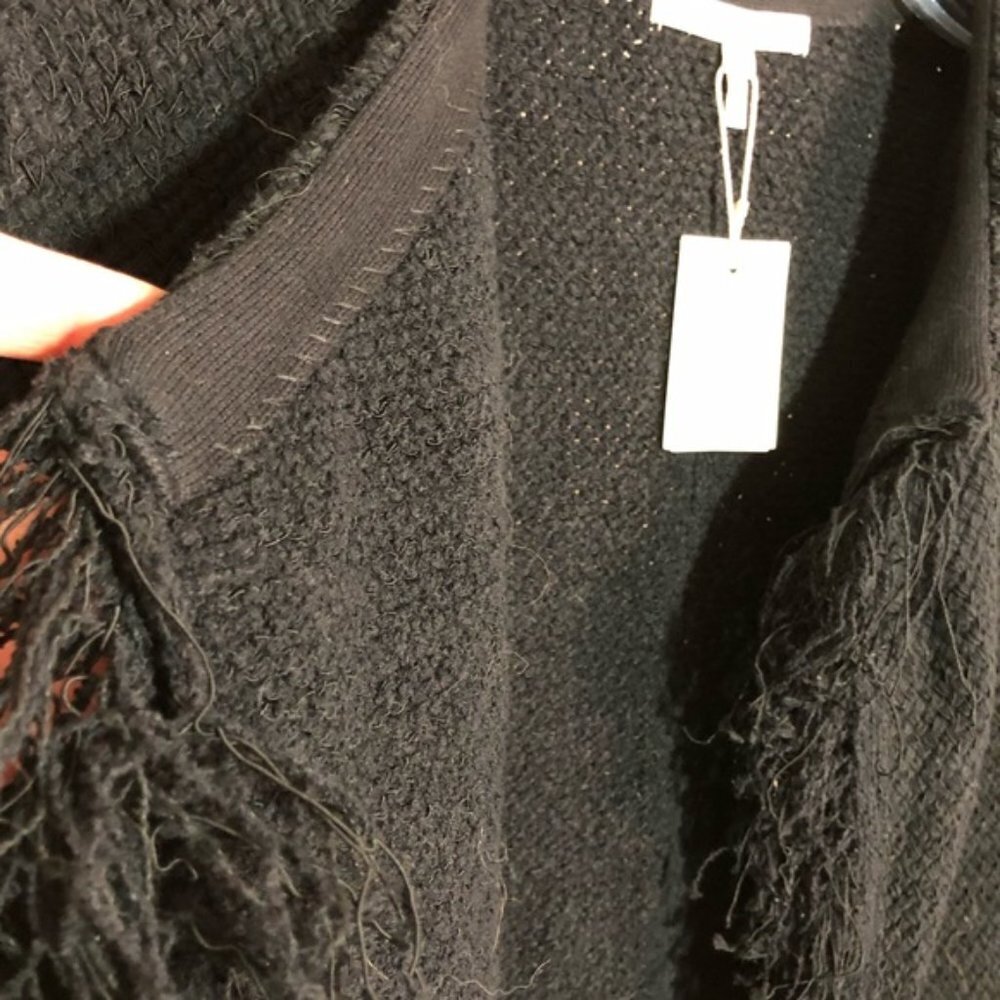 Maje‎ Fringe Cardigan Sweater Black Medium - Picture 10 of 12